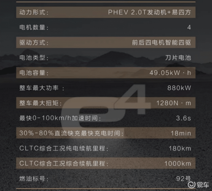 综合续航将达到1000km 仰望U8豪华版动力参数曝光